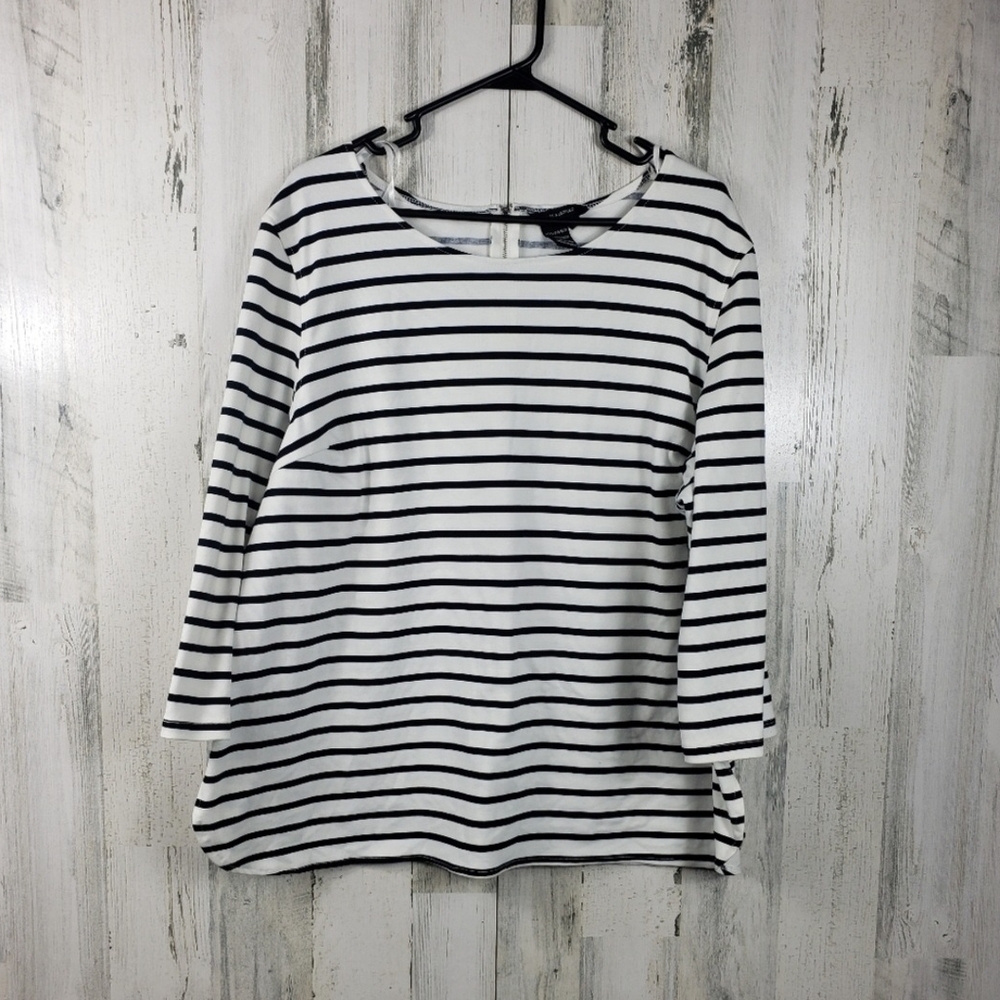 Striped Black and White Women's Top 3X